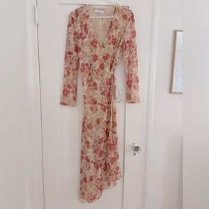 MANGO Wrap Dress Floral Long Sleeved